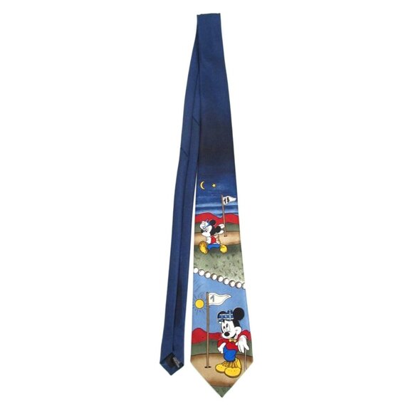Vintage 90s Disney Men's Tie MICKEY UNLIMITED Mickey Golfing 54x4 - Picture 8 of 10